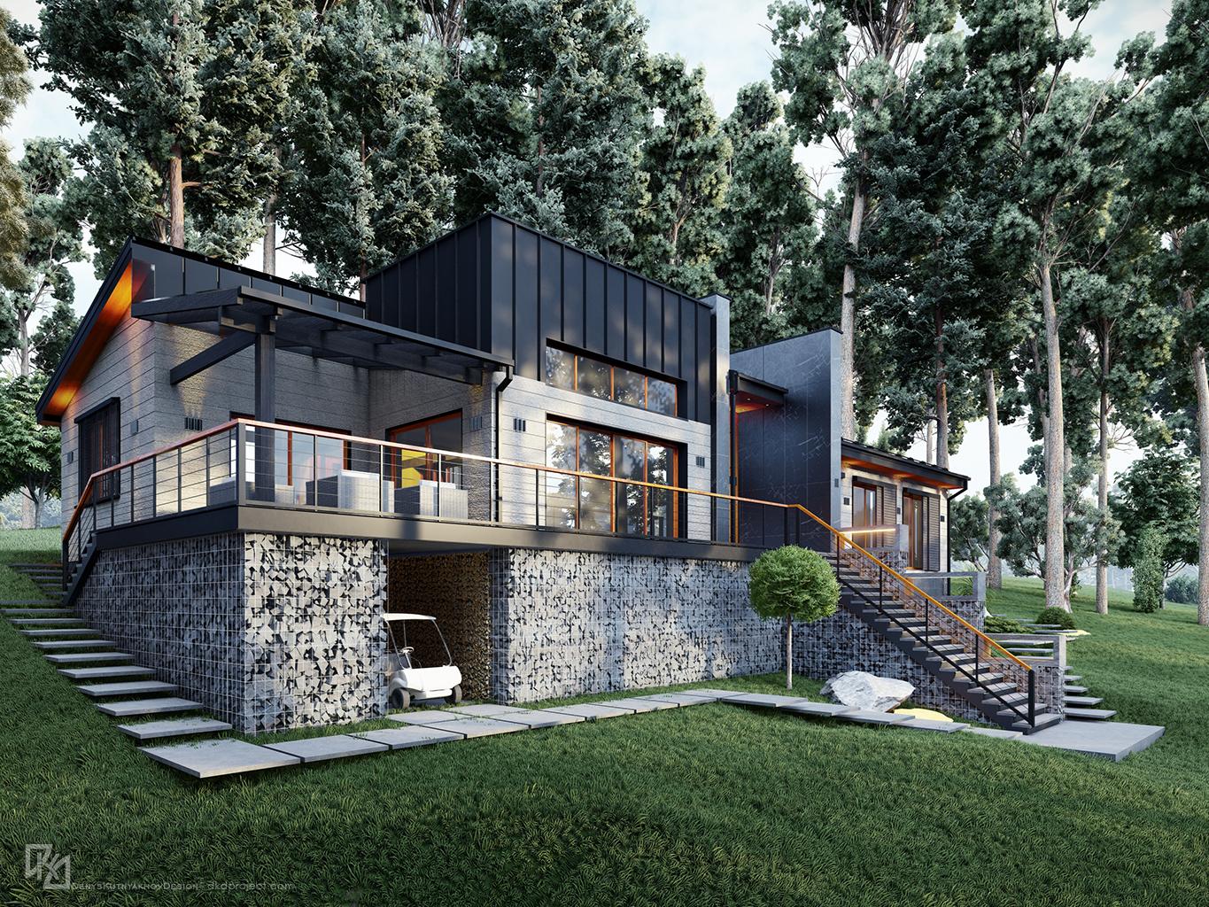 сучасний будинок в лісі